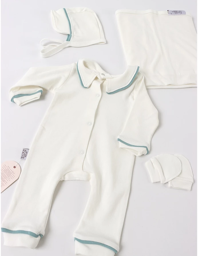 Set 4 piese bebe Kriss, model alb-verde picture - 5