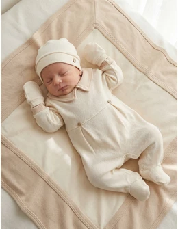 Set 4 piese bebe Laures, model crem-maro