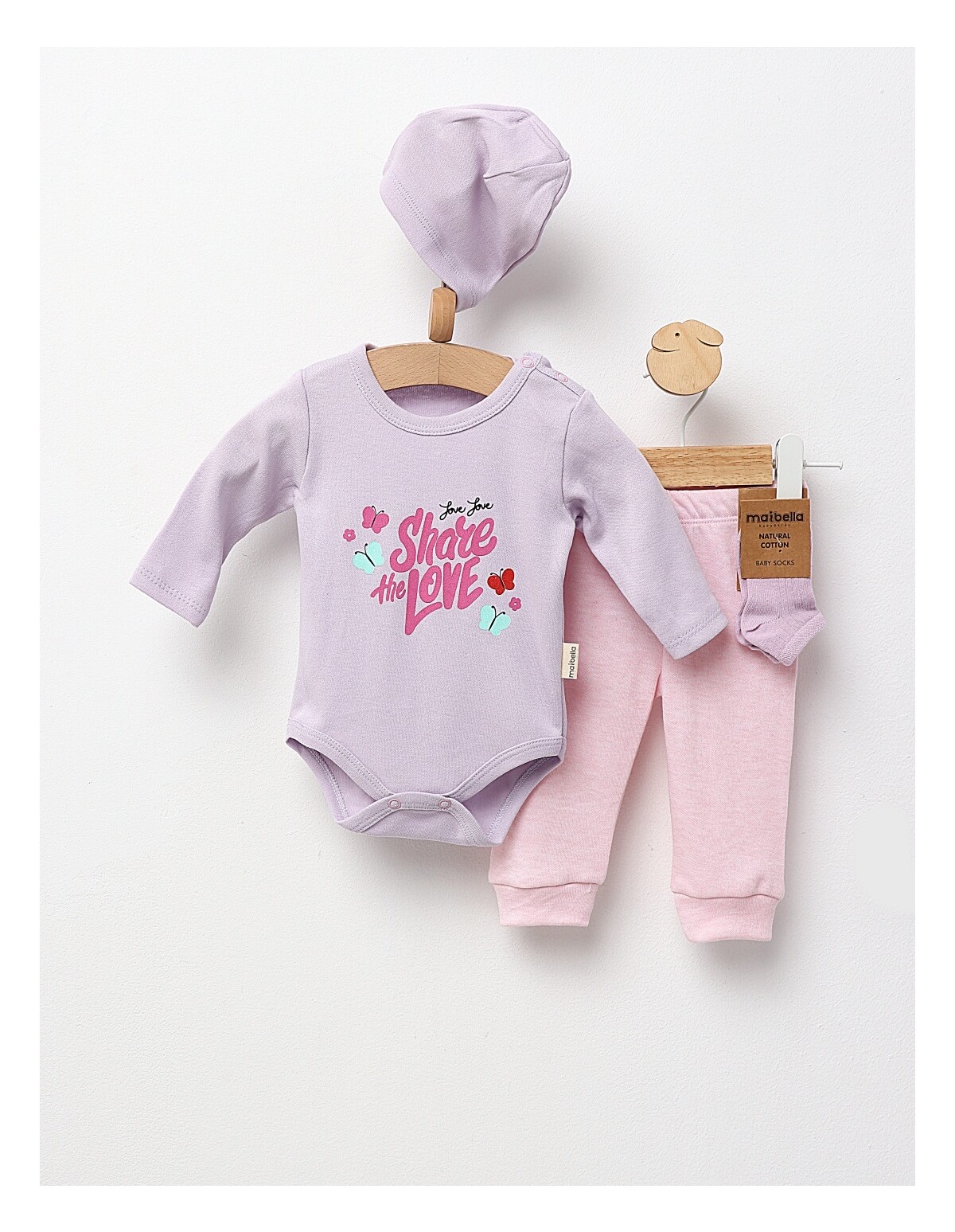 Set 4 piese bebe, Share the Love, lila