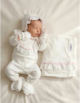 Set 4 piese Daiana alb-roz