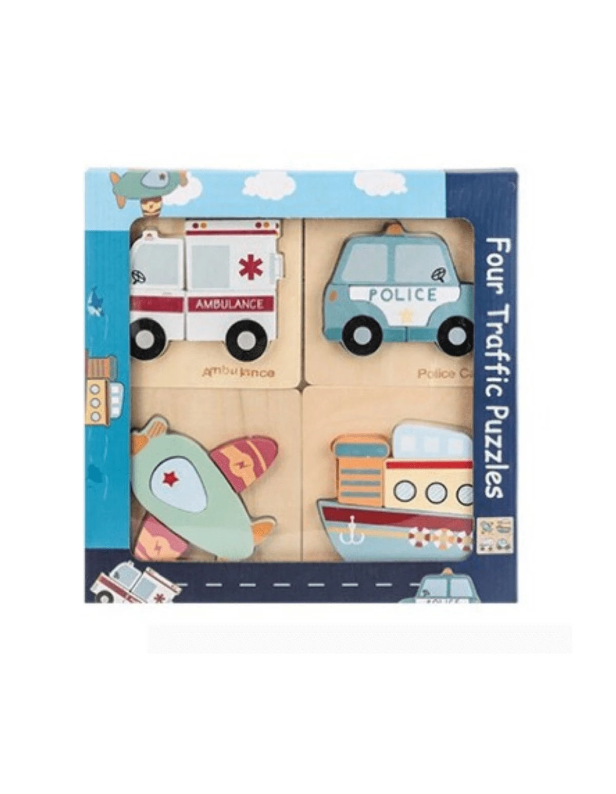 Set 4 puzzle trafic 3D din lemn Kabi