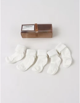 Set 5 perechi sosete Simple, alb