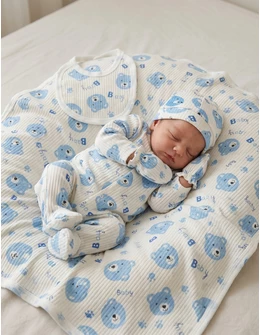 Set 5 piese Baby Bear, alb-blue