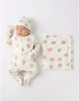 Set 5 piese Capsunele, alb-roz