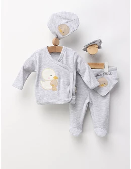 Set 5 piese nou nascut, Ratusca, gri