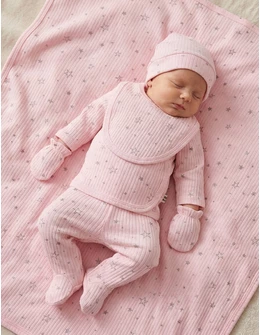 Set 6 piese bebe, Stelute, roz
