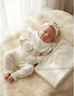 Set 7 piese bebe girl, model alb