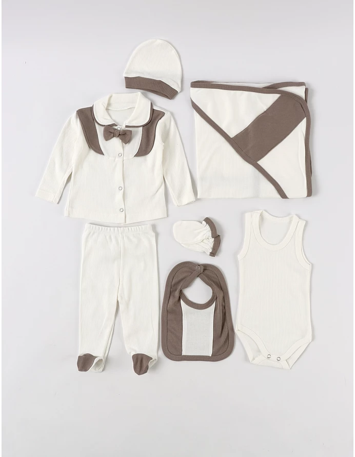 Set 7 piese bebe, Tony, alb-bej picture - 2