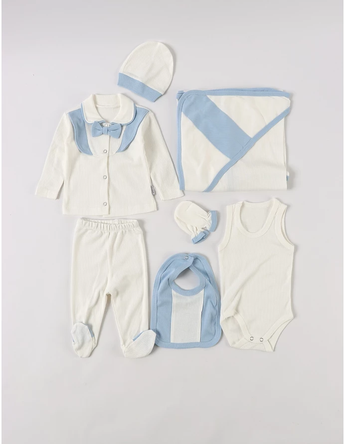 Set 7 piese bebe, Tony, alb-bleu picture - 2