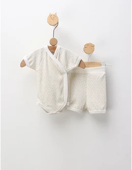 Set baby-summer 2 piese ecru-buline bej