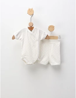 Set baby-summer 2 piese ecru-buline roz
