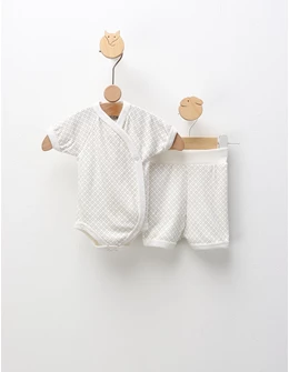 Set baby-summer 2 piese ecru cerculete