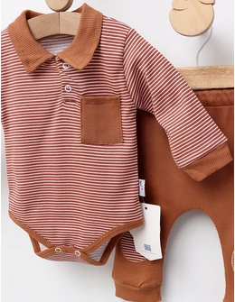 Set bebe, body + pantalon, maro