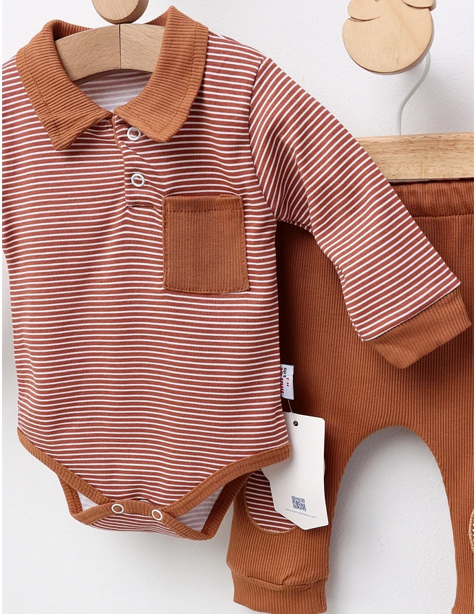 Set bebe, body + pantalon, maro picture - 2