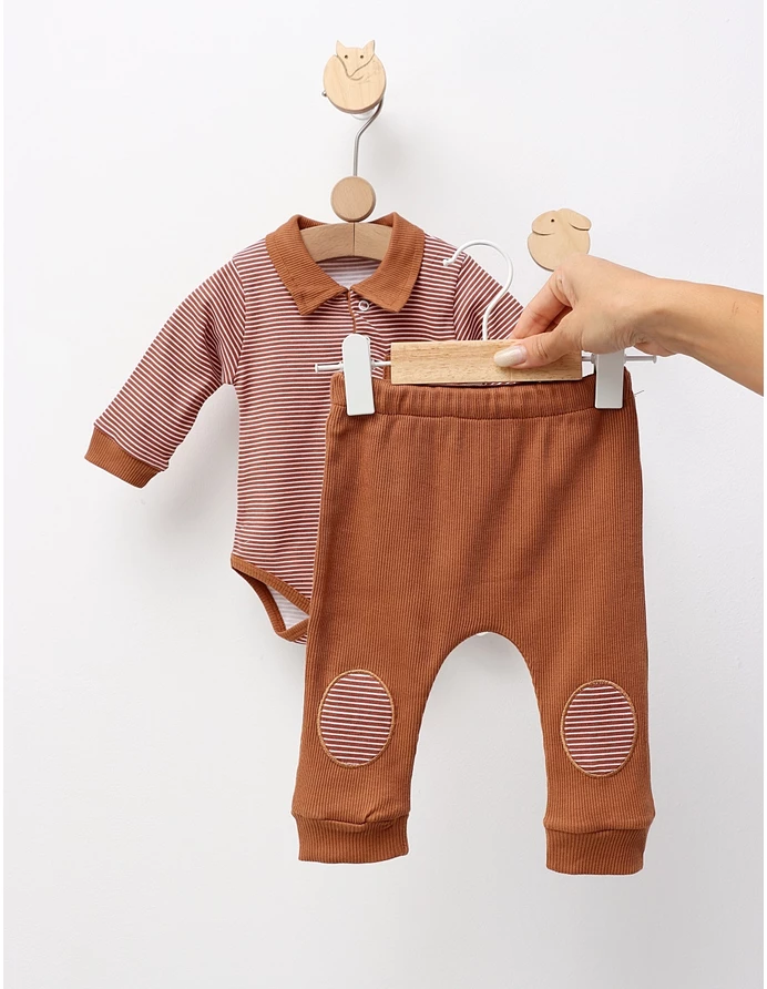 Set bebe, body + pantalon, maro picture - 3