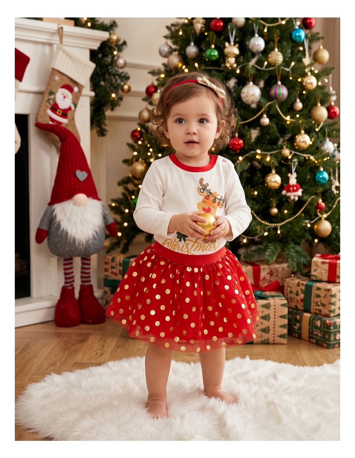 Set Body + Fustita Merry Christmas alb