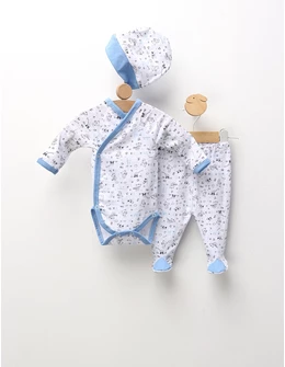 Set Body+Pantaloni+Fes, Baby Bear, albastru