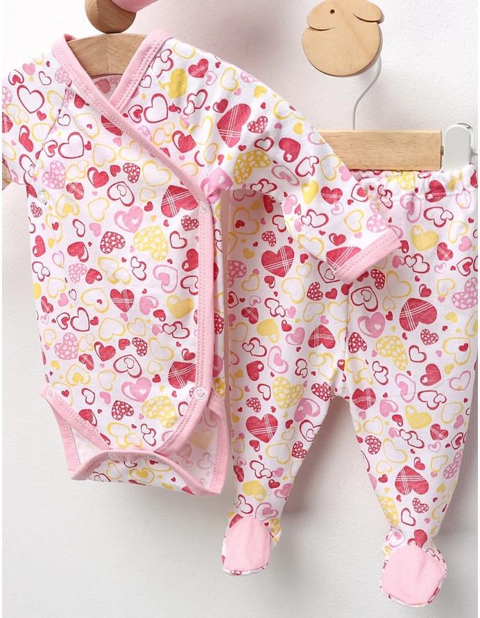 Set Body+Pantaloni+Fes, Inimioare, roz picture - 2