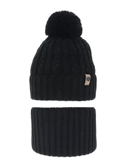 Set caciula cu burlan Almond negru