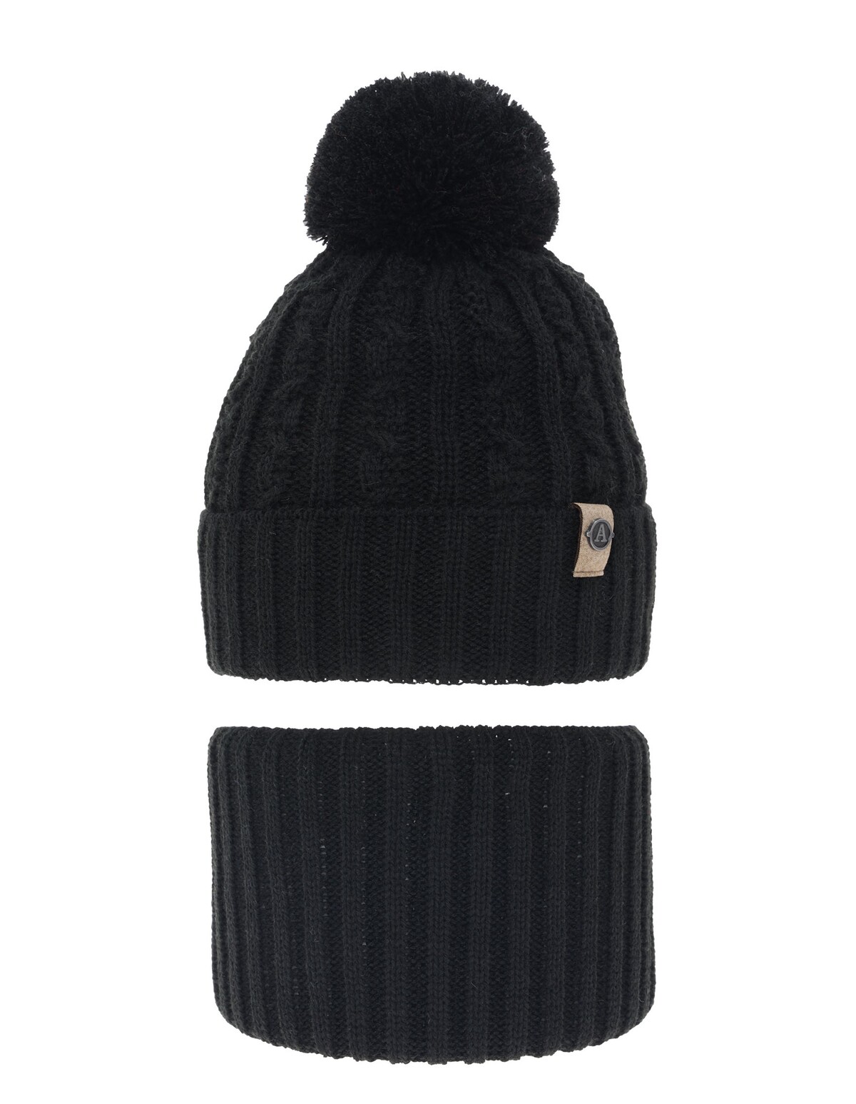 Set caciula cu burlan Almond negru