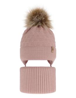 Set caciula cu burlan Egeria corai prafuit