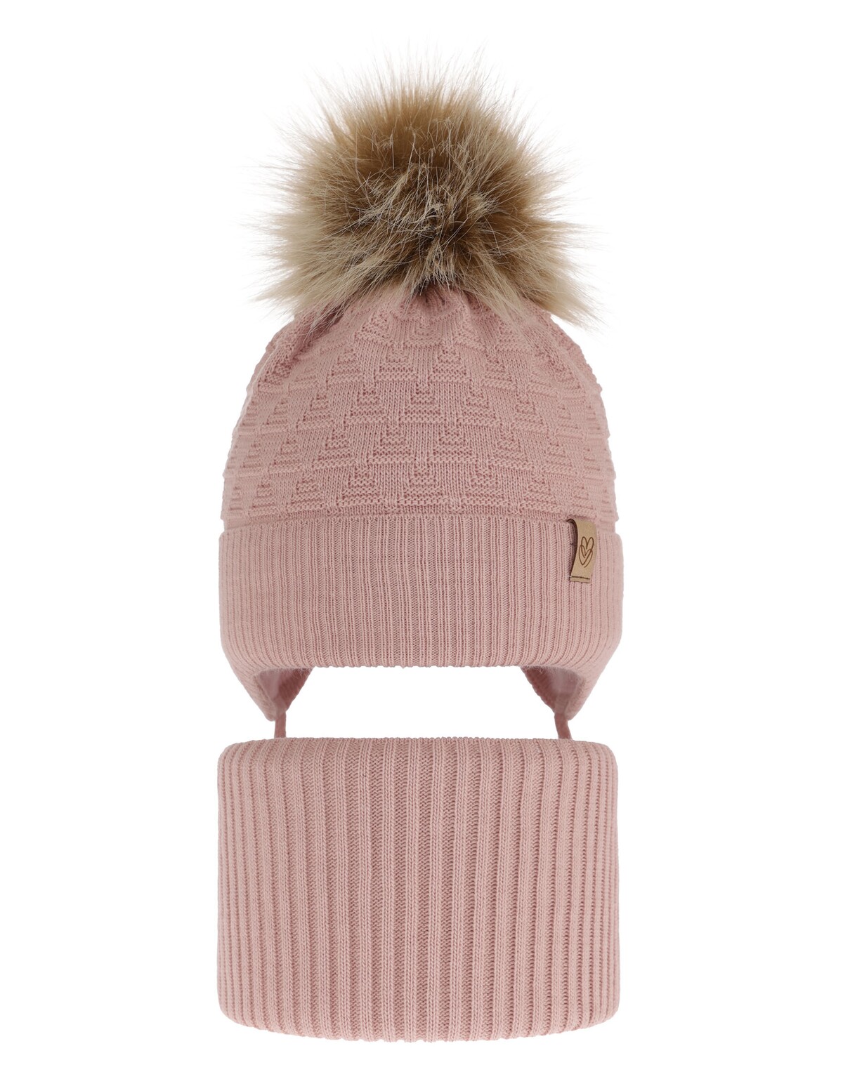 Set caciula cu burlan Egeria corai prafuit