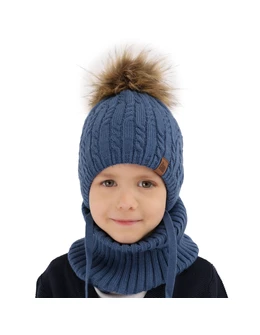 Set caciula cu burlan Indigo kaki