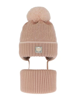 Set caciula cu burlan Natka corai pal