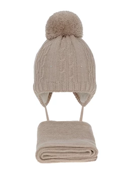 Set caciula cu fular Candy bej