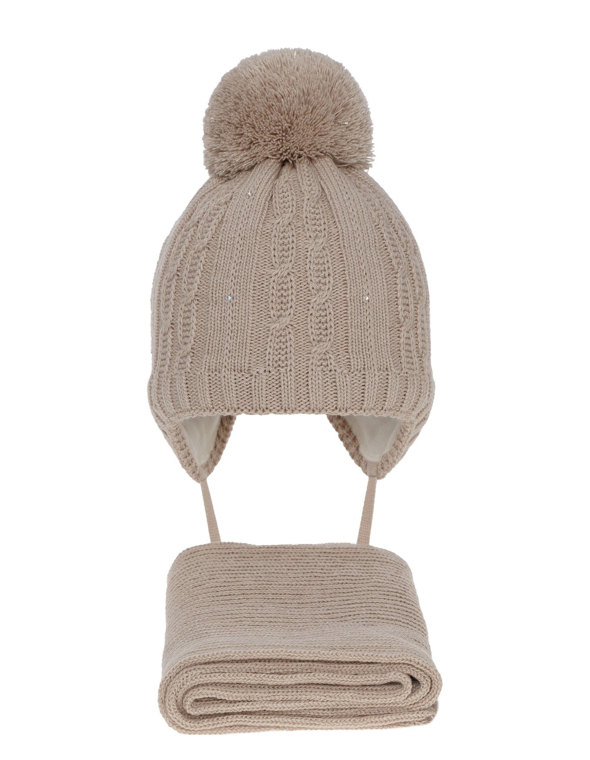 Set caciula cu fular Candy bej