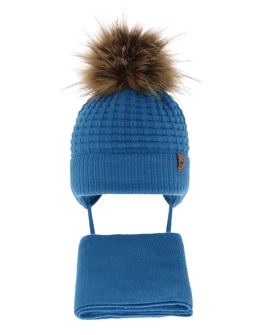 Set caciulita cu fular Salam albastru