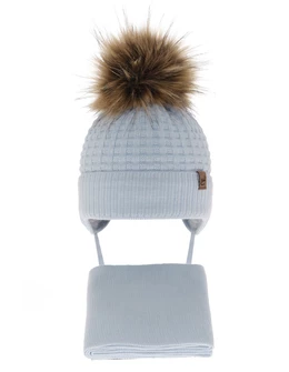 Set caciulita cu fular Salam blue