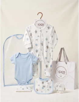 Set cadou 5 piese, circul animalelor, bleu