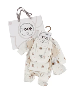 Set cadou 5 piese, imprimeu panda, alb
