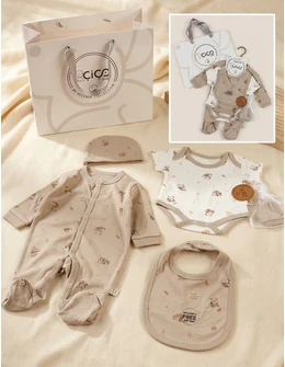Set cadou 5 piese, imprimeu panda, bej