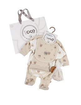 Set cadou 5 piese, imprimeu panda, crem