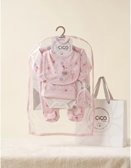 Set cadou 5 piese, stars rabbit, roz
