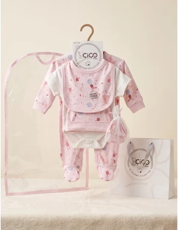 Set cadou 5 piese, stars rabbit, roz