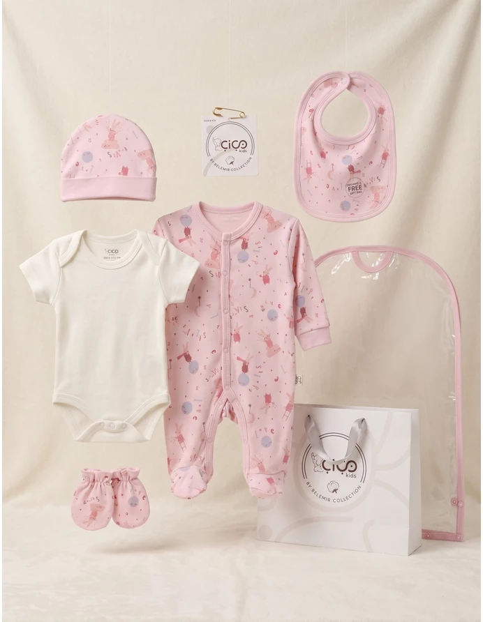 Set cadou 5 piese, stars rabbit, roz picture - 3