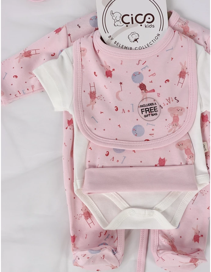 Set cadou 5 piese, stars rabbit, roz picture - 4