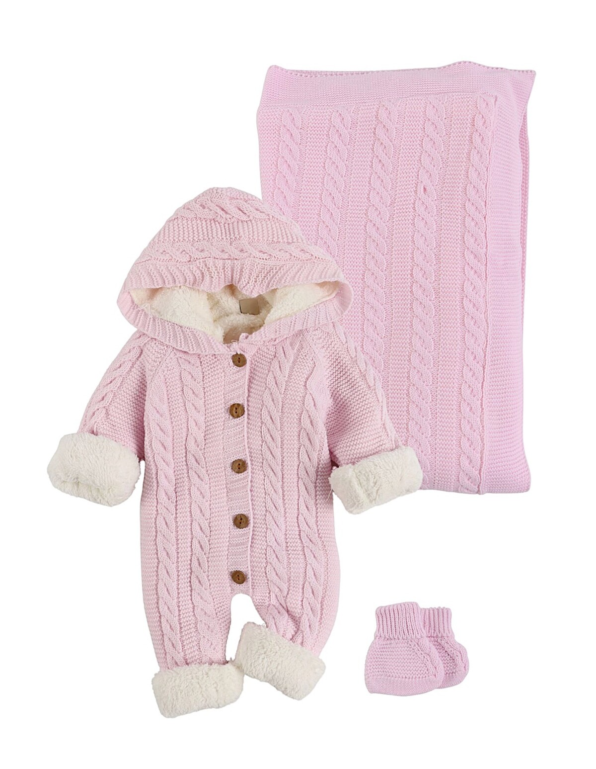 Set cu Patura, Combinezon, Botosei, acrilic roz