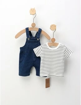 Set de vara, salopeta blug+tricou, albastru