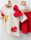 Set de vara, Super Star Girl, ecru-ciclam picture - 2