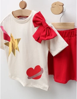 Set de vara, Super Star Girl, ecru-ciclam