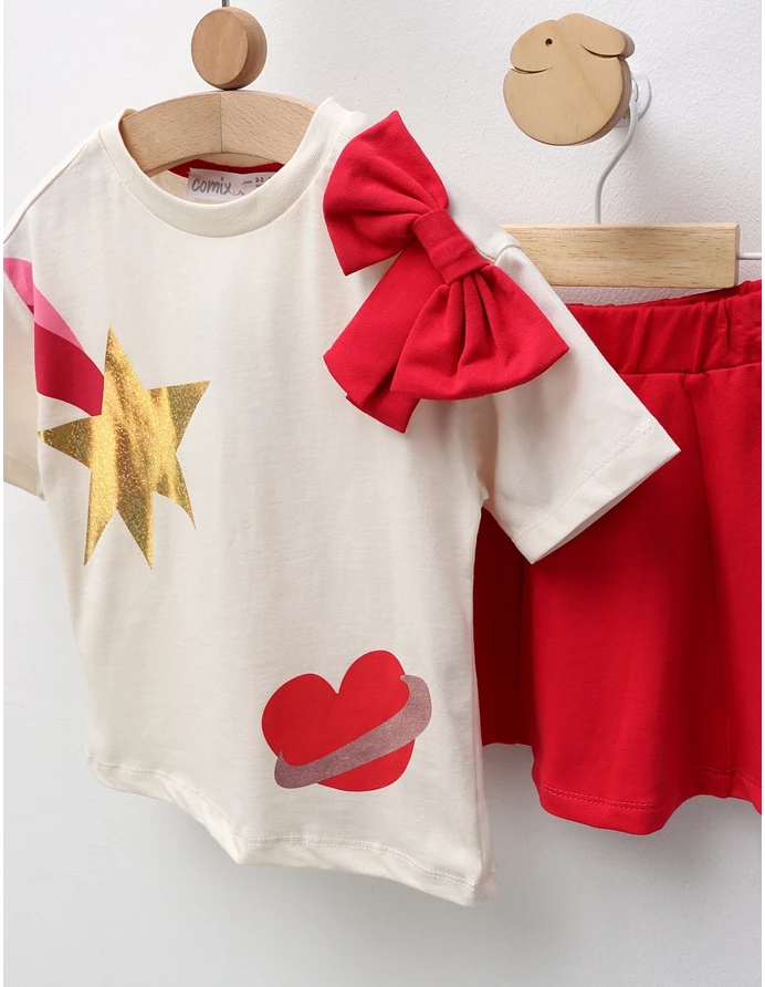 Set de vara, Super Star Girl, ecru-ciclam picture - 2