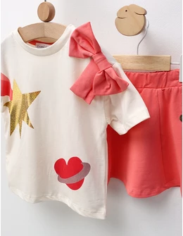 Set de vara, Super Star Girl, ecru-corai aprins