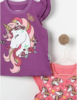Set doua bluzite Unicorn mov-coral 2