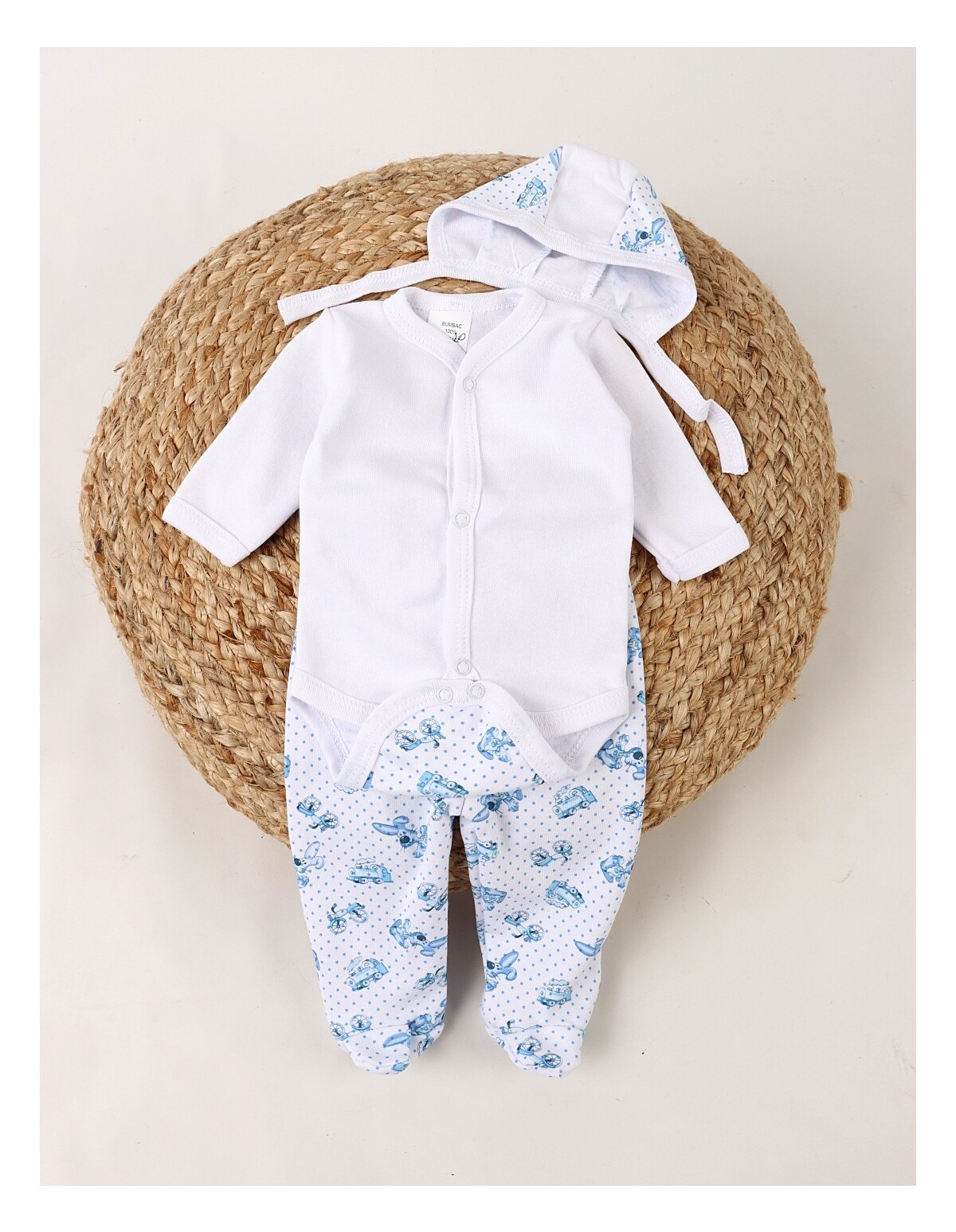 Set greieras bebelusi 3 piese iepuras albastru