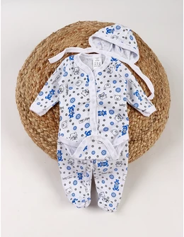 Set greieras bebelusi Baby Bear alb-albastru 50 (0 luni)