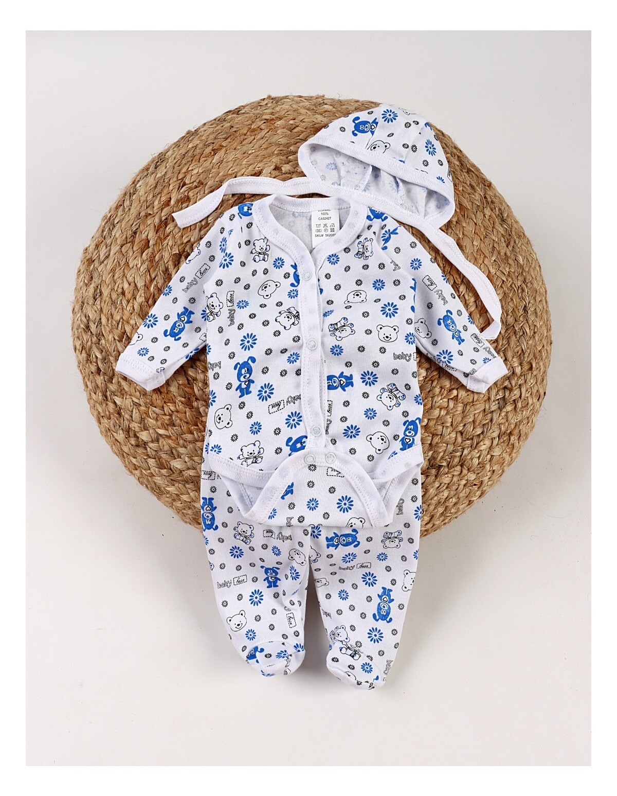 Set greieras bebelusi Baby Bear alb-albastru